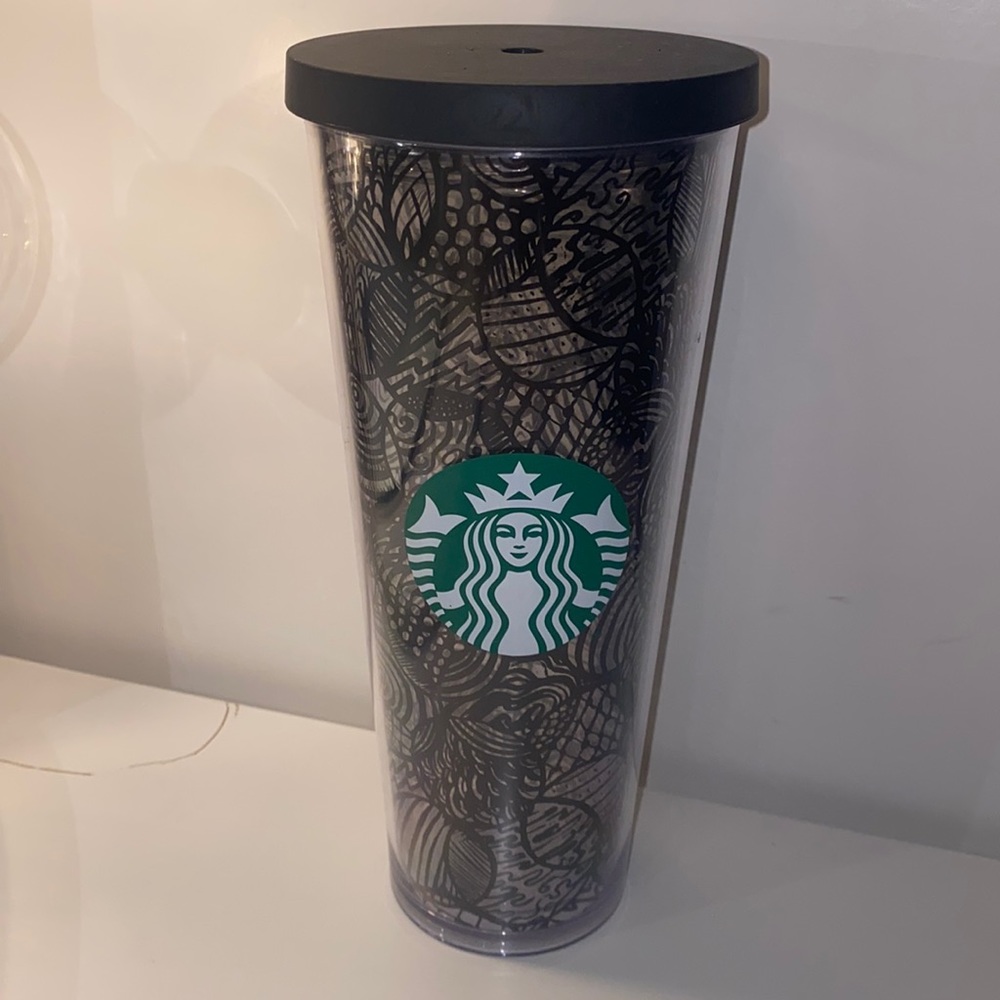 “Black artsy patterned” limited edition Starbucks 24oz cold cup